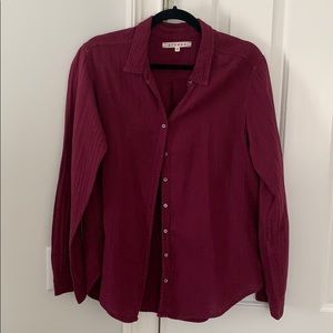 Xirena claret red gauze button down shirt- M